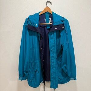 Northern Reflections Turquoise Blue Cinch Waist Rain Jacket Size M